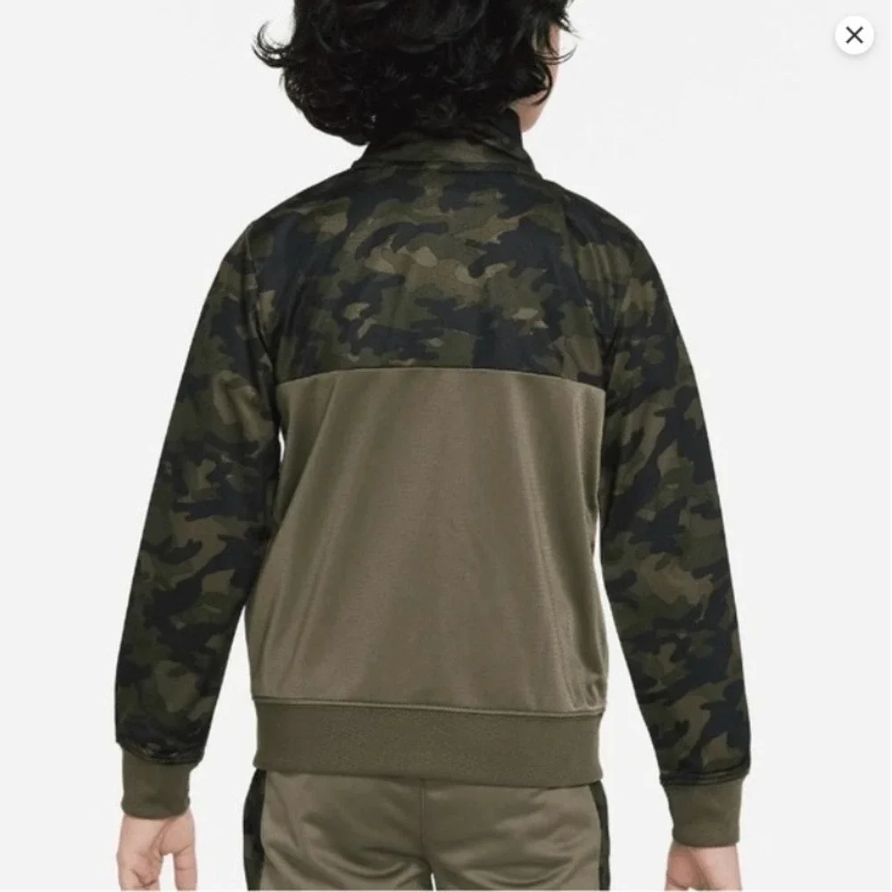 Nike Therma Dri-Fit Kids Size 7 Jacket & Pants Set Green Camo Orange 86H109-E6F - Picture 4 of 6